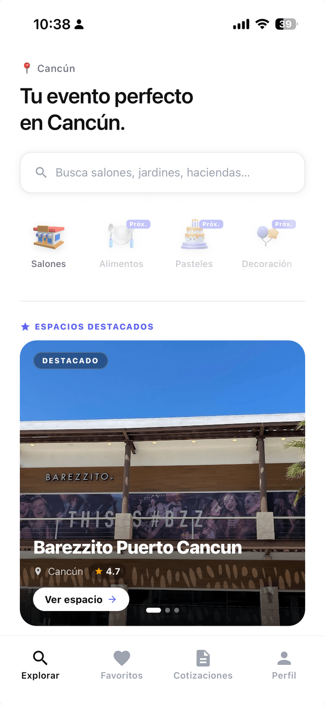 Explorador de salones en Tukiin